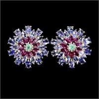 Natural Tanzanite Emerald Garnet EarRings