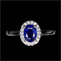 Natural  Oval Blue Sapphire Ring