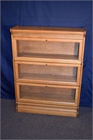 3 section oak barrister bookcase with unique sprin