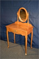 Oak mirrored vanity, 28x16x49"h