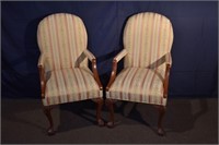 2 carved mahogany and upholstered Beachley lolling