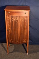 Edwardian marquetry inlaid mahogany music stand, 1