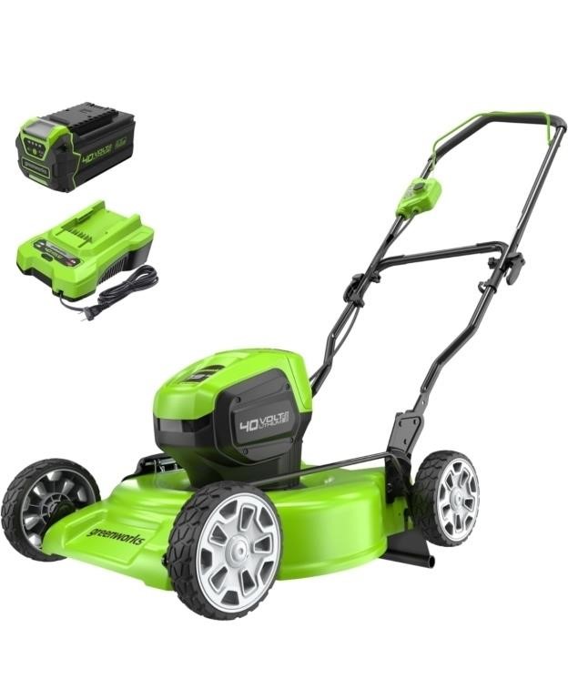 Greenworks 40V 19" Brushless Lawn Mower, 4.0Ah