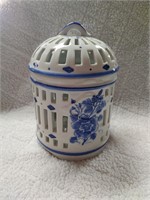 Vintage Blue/White Potpourri Votive Lantern