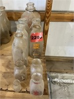 10 Glass Milk Bottles Borden's Cowan Farms