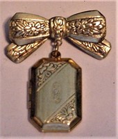 Bowtie Goldtone Locket Pendant