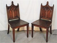 Pair of Gothic Oak Side Chairs