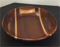Large wooden bowl by Malacca woodwork 2 1/2