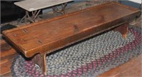 Oversized mortised pine bench with lip, 73.5"