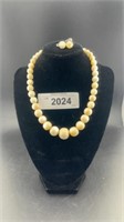 Vintage marble necklace with earrings