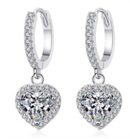 925S 1.0ct Moissanite Diamond Heart Earrings
