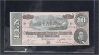 1864 CSA Currency $10 Note T-68, Confederate State