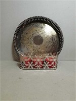 Silver Plated Tray and Candle Holder.