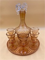 Vintage Indians Glass Decanter Serving Set