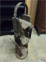 Primitive Oak and Wrought Iron Smokers Stand