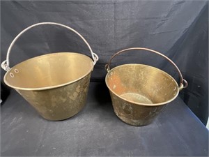 2 vintage brass buckets/pails