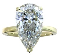 14kt Gold 6.14 ct Pear Cut VS Lab Diamond Ring