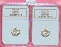 1948-S NGC MS65 Dime. 1955 NGC MS65 Dime.