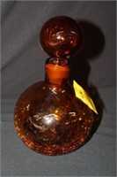 8" Blenko Amber Glass Decanter #636 crackle