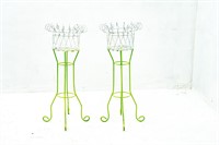 Pair of Painted Iron Art Plant Stands