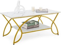 $85  COSTWAY Marble Coffee Table  2-Tier Modern