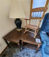 2 End Tables, Table Lamp, Child Rocker