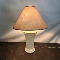 Cream ceramic lamp, suede shade