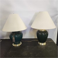 Pair of coordinating green lamps- both work