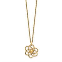 14 Kt- Polished Flower with 2 in ext Necklace