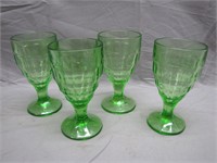 4 Green Wines Glasses