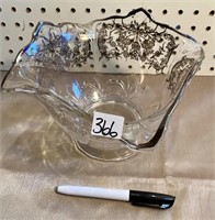 SILVER OVERLAY GLASS BOWL