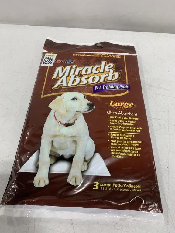 MIRACLE ABSORB PET TRAINING PADS 23 x23IN 3PCS
