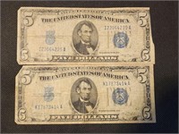 2- 1934 $5 Federal Reserve Notes