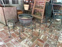 3 wrought iron plant stands