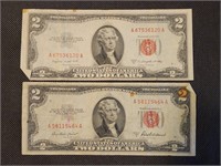 2- 1953 $2 United States Red Notes