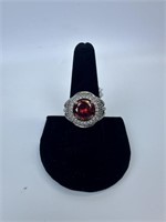 Red Stone Fashion Ring Sz 10