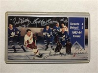 Bower / Kelly / Baun Signed Tall Boy Hockey Card