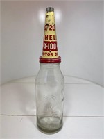 Embossed Shell Imp Quart Bottle & X-100 Tin Top