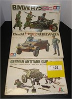 (3) old Military Model kits – BMW motorcycle