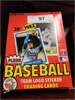 Box of sealed 1982 MLB trading card packs