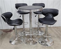 (Z) Modern Style Bar Top Table with Four Chairs