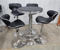 (Z) Modern Style Bar Top Table & 4 Chairs