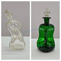 2 Jacob Bang Holmegaard Kluk Kluk Glass Decanters