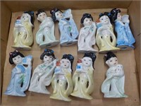 3" Oriental porcelain geisha girls