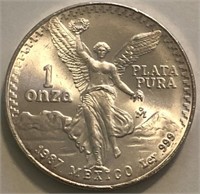 1987 1-Oz Libertad Silver Round