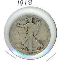 1918 Walking Liberty Silver Half Dollar