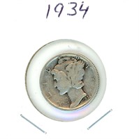 1934 Mercury Silver Dime