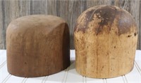 Pair of Antique Miliner's Wooden Hat Molds