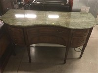 Antique Serpentine Front Marble Top Desk c.