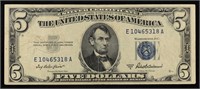 1953A $5 Blue Seal Silver Certificate Grades vf++